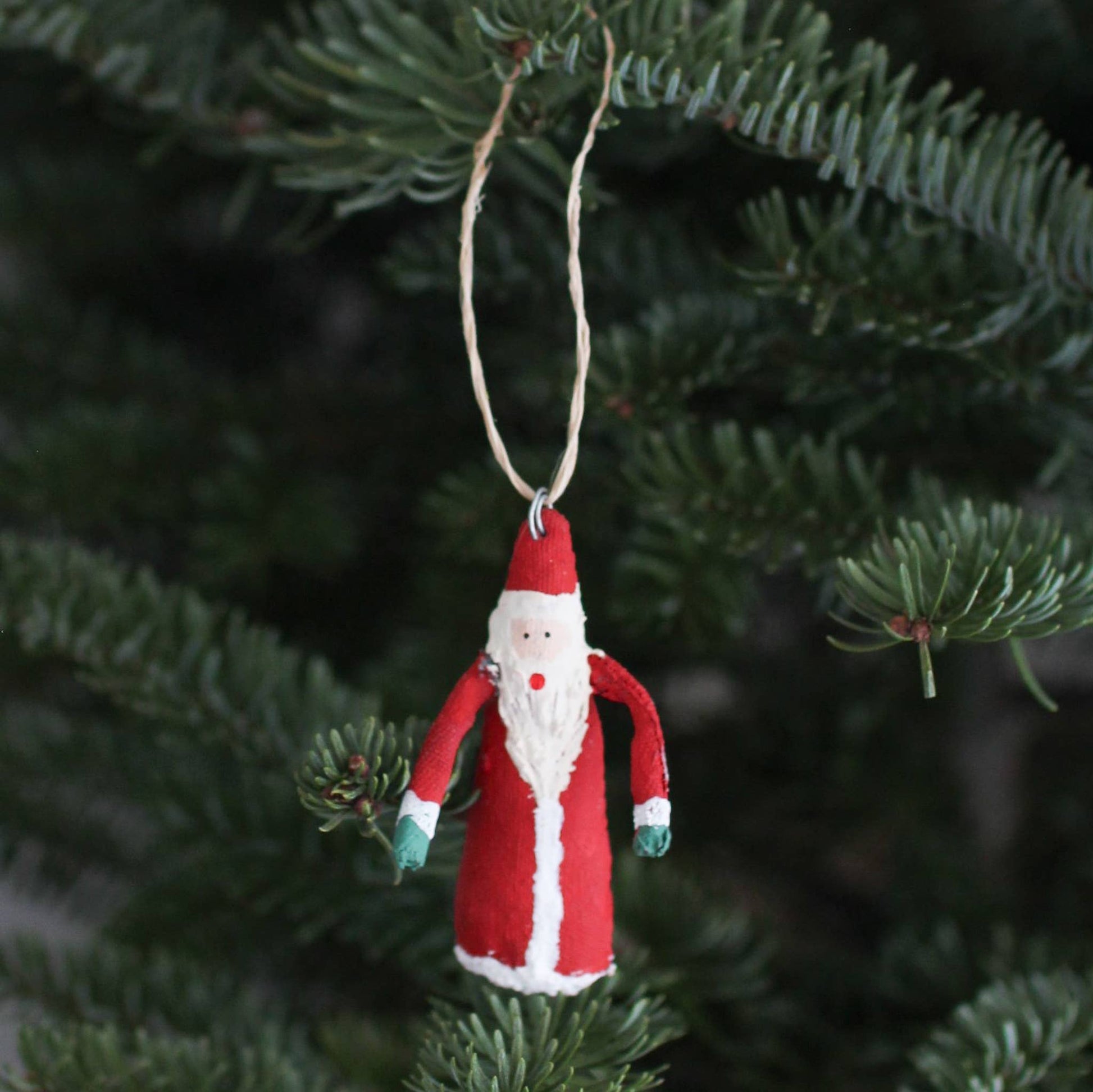 mini canvas santa ornament