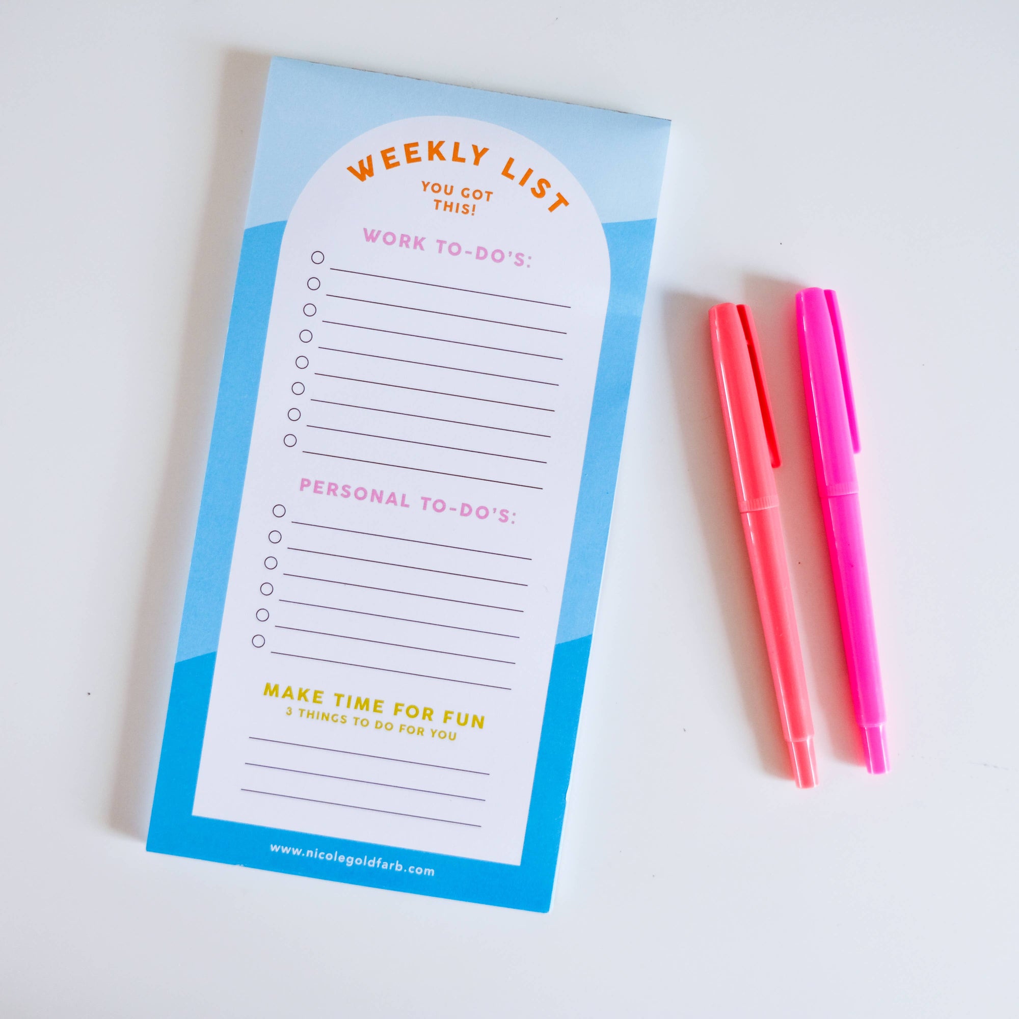 work hard play hard weekly to do list notepad