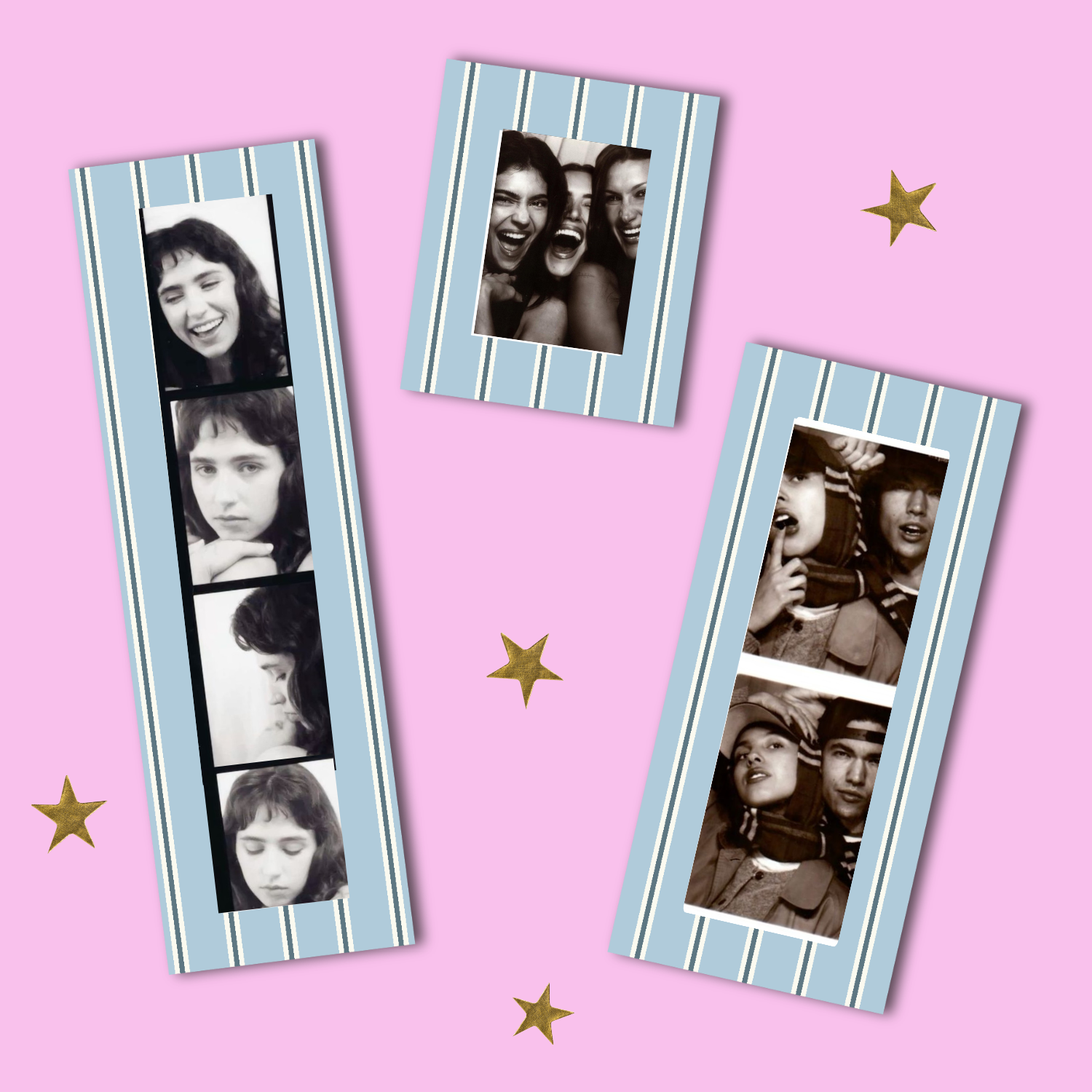 magnetic photo strip frame - blue stripe