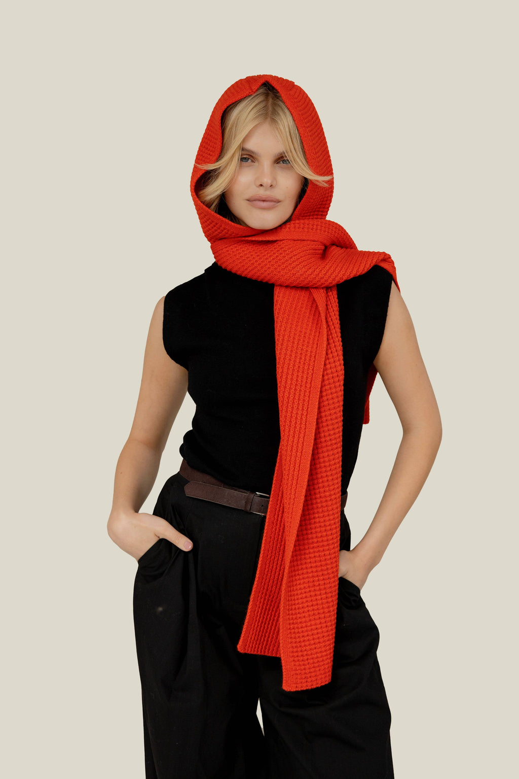 the recycled bottle hooded scarf
