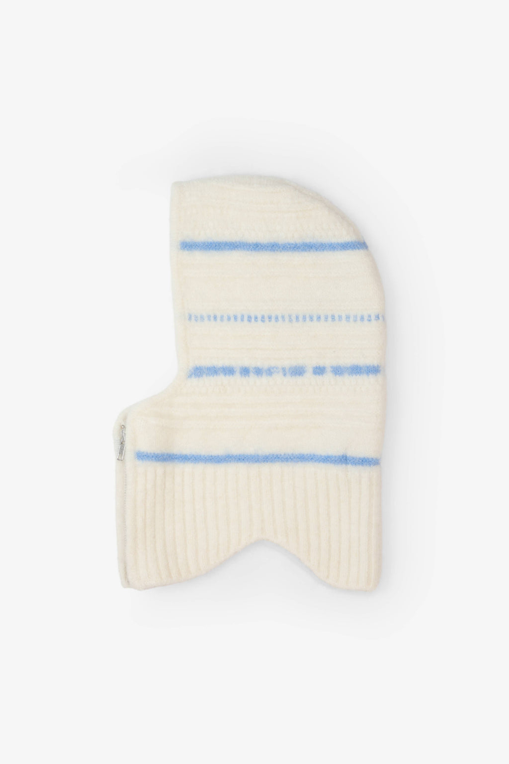 The Alpaca Balaclava with Zip - Arctic White/Sky Blue