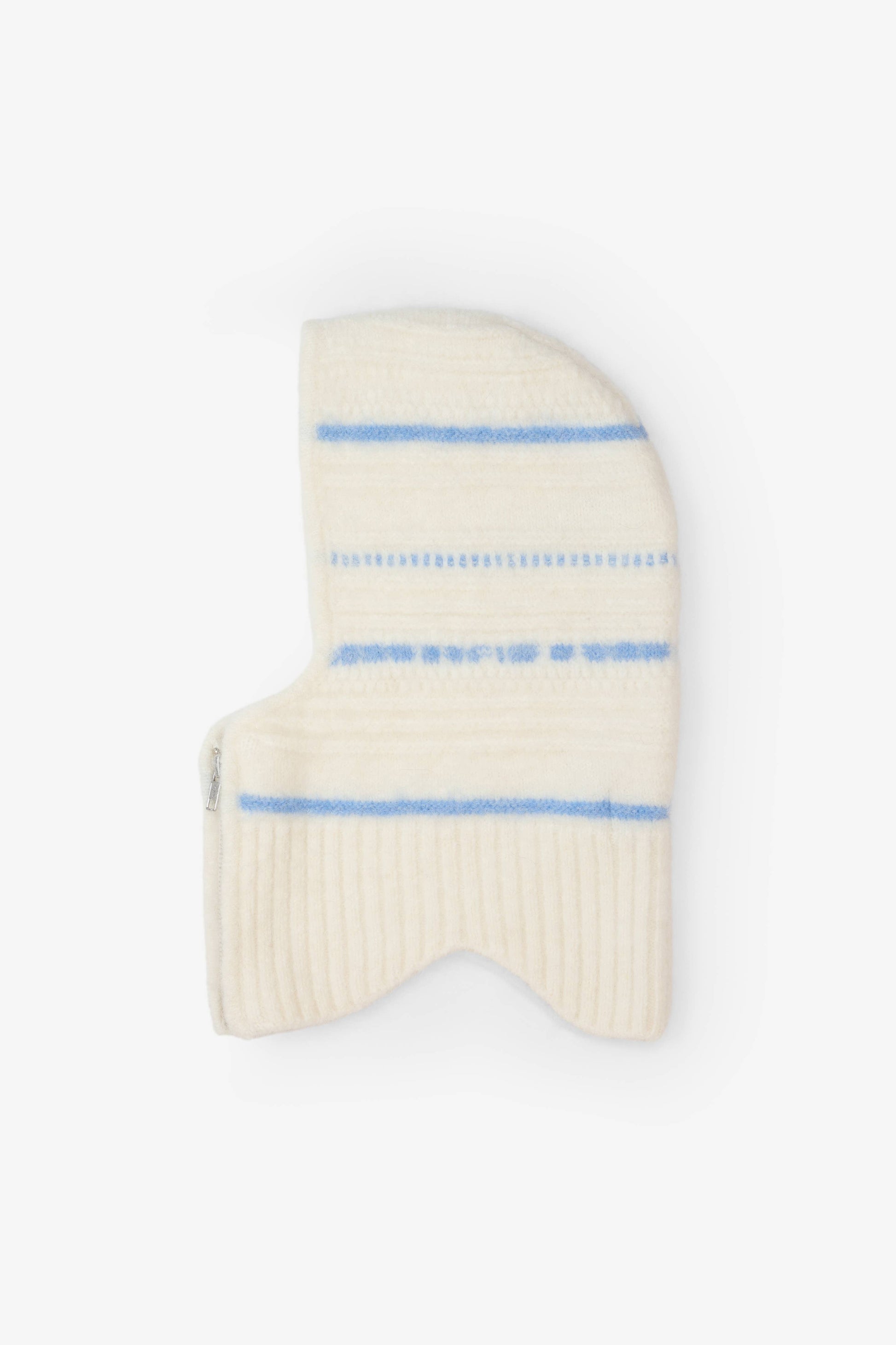 The Alpaca Balaclava with Zip - Arctic White/Sky Blue