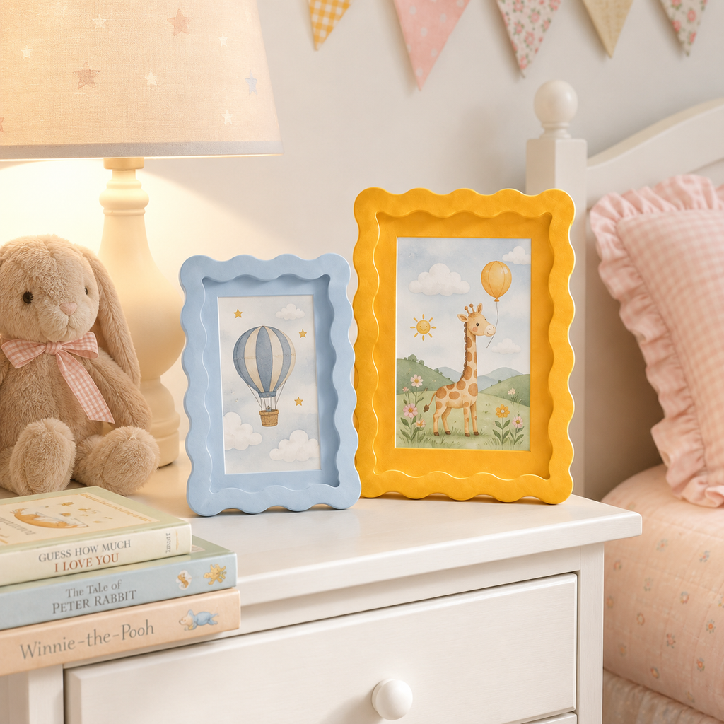 Colorful Wavy Edge MDF Wood Frame | Matte Painted Finish