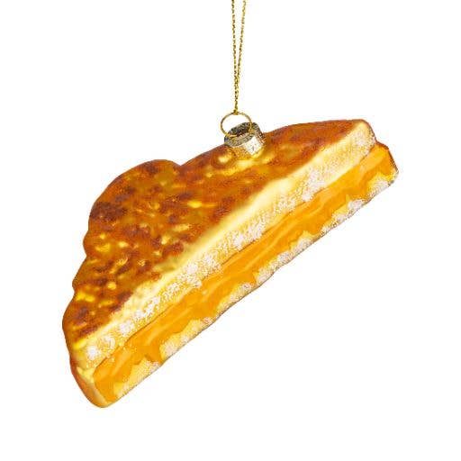 Glass grilled cheese sandwich ornament, 5 in