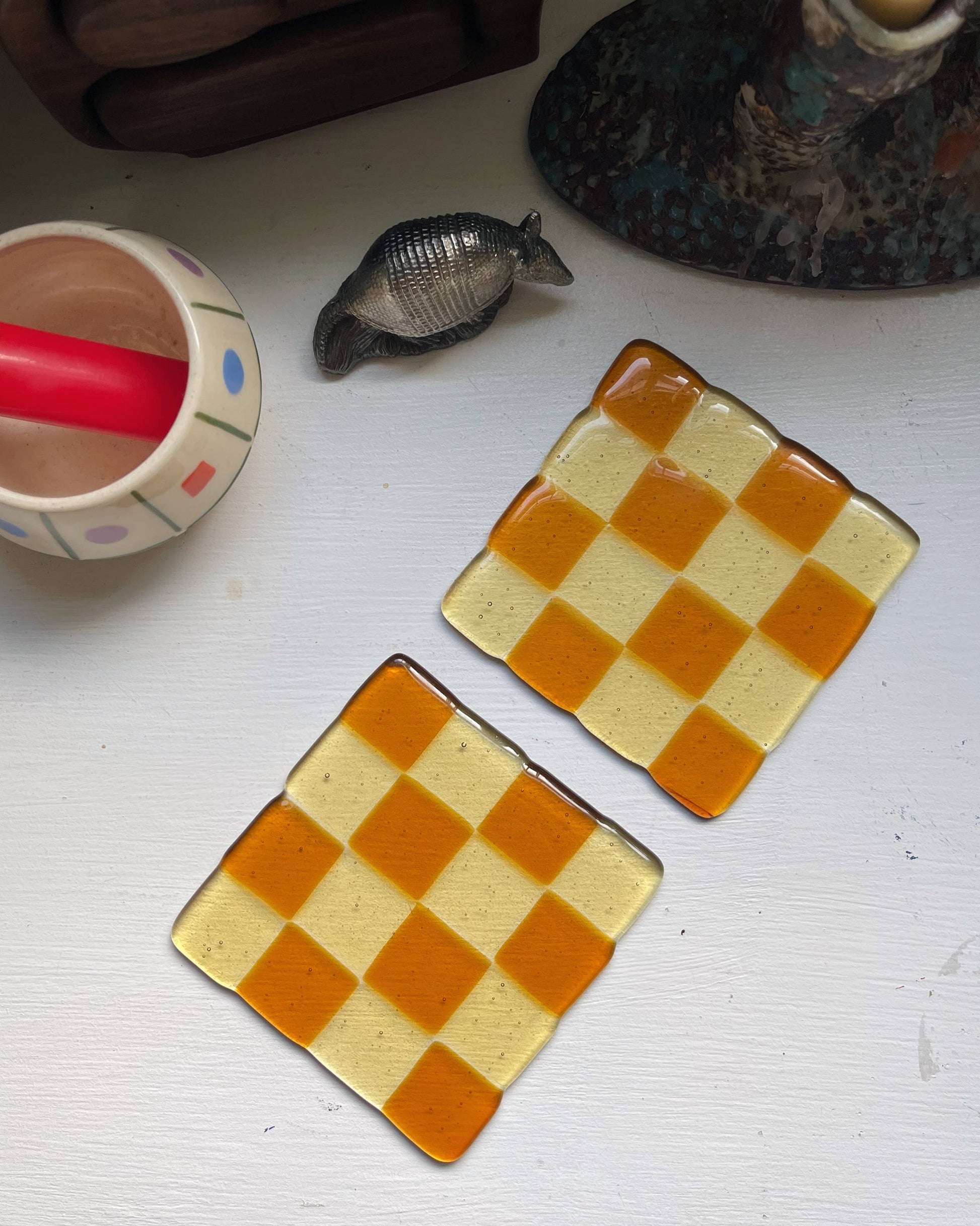 glass coaster checkerboard