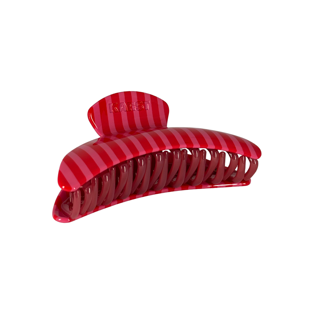 slim hair claw clip — candy cane stripe