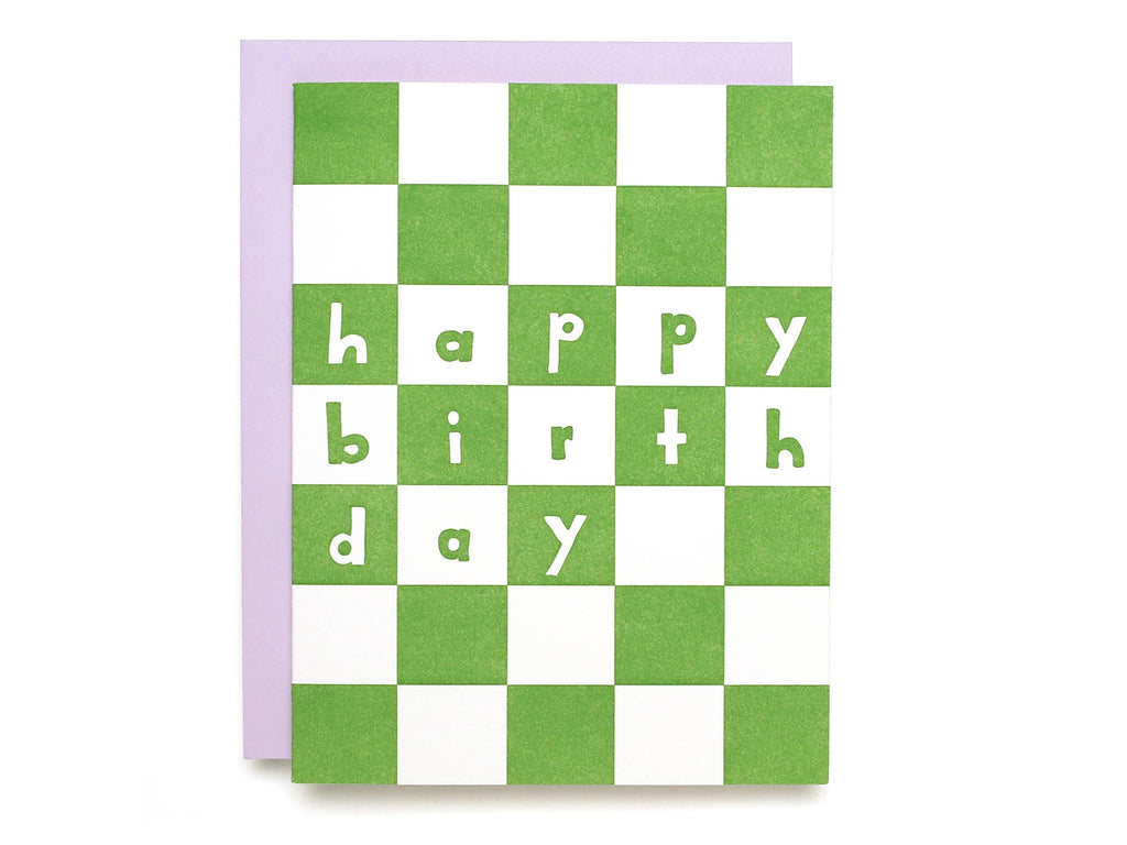 birthday checker - letterpress greeting card