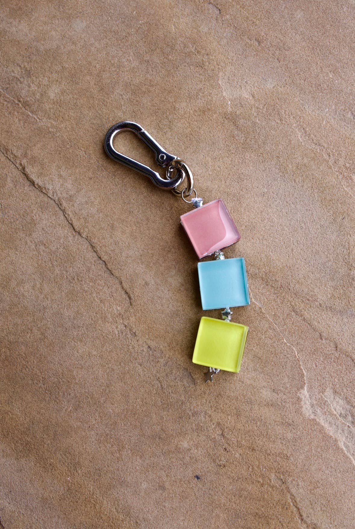 handmade glass tile bag charm / keychain
