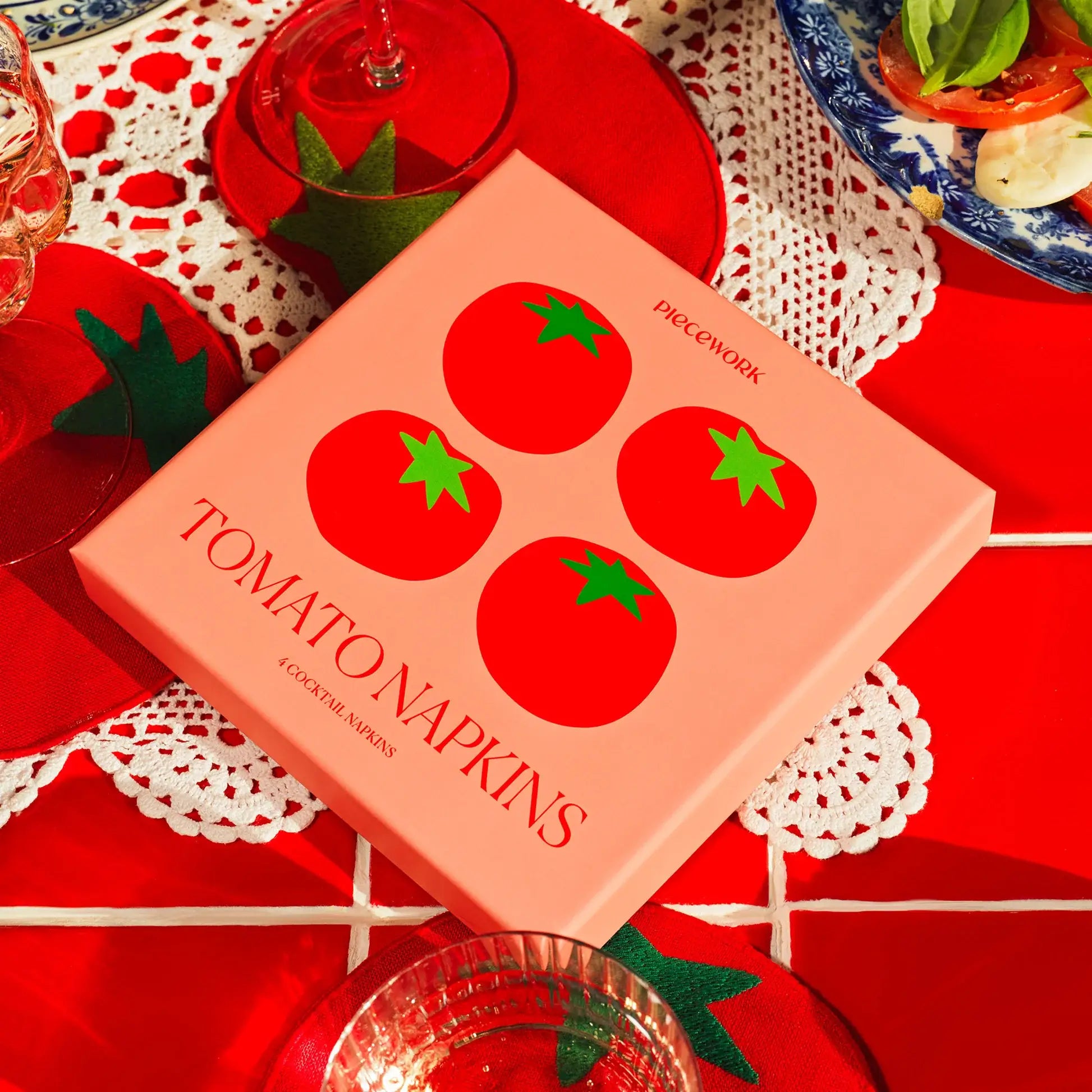 tomato cocktail napkins, set of 4