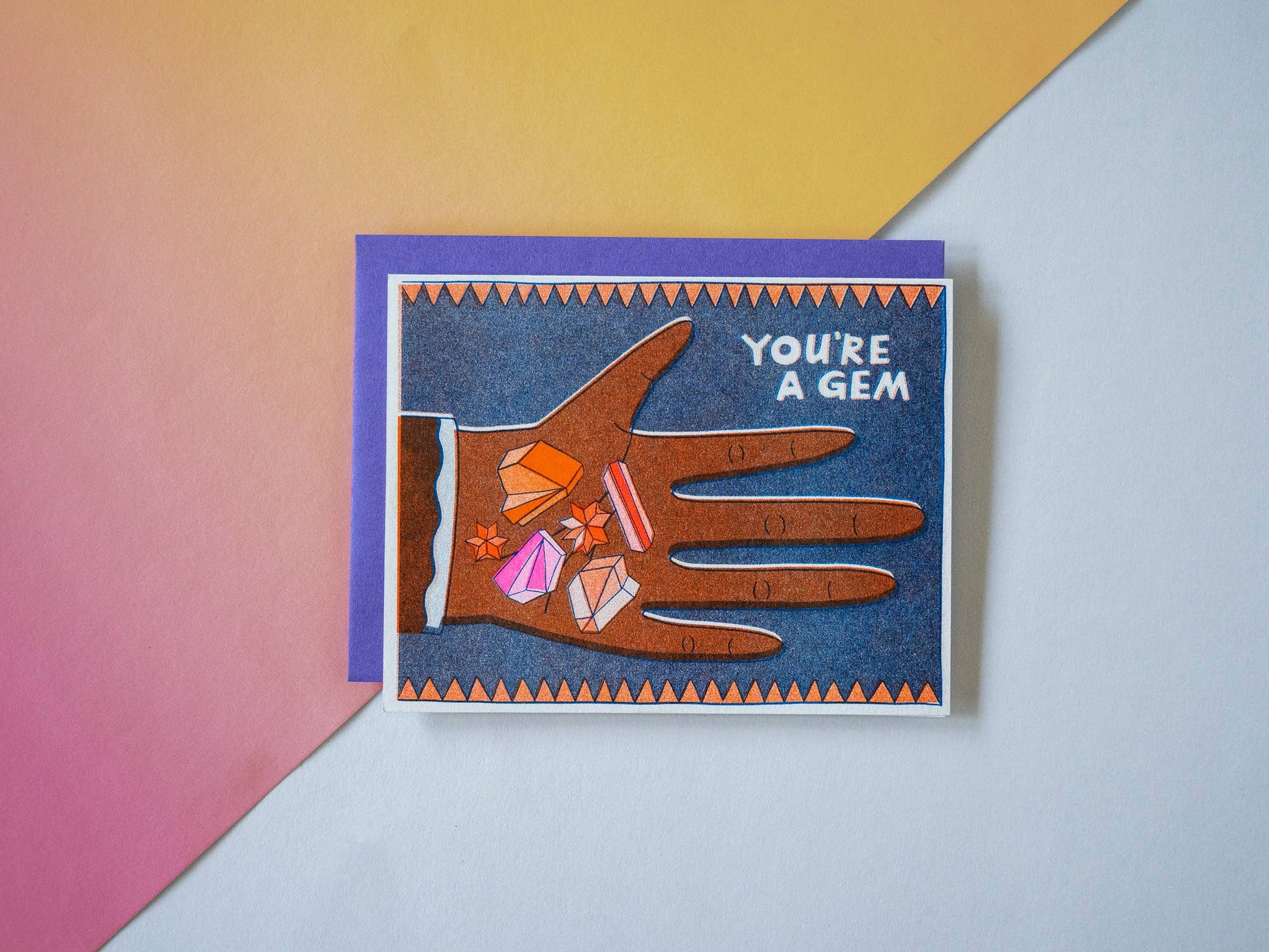 you're a gem - risograph greeting card
