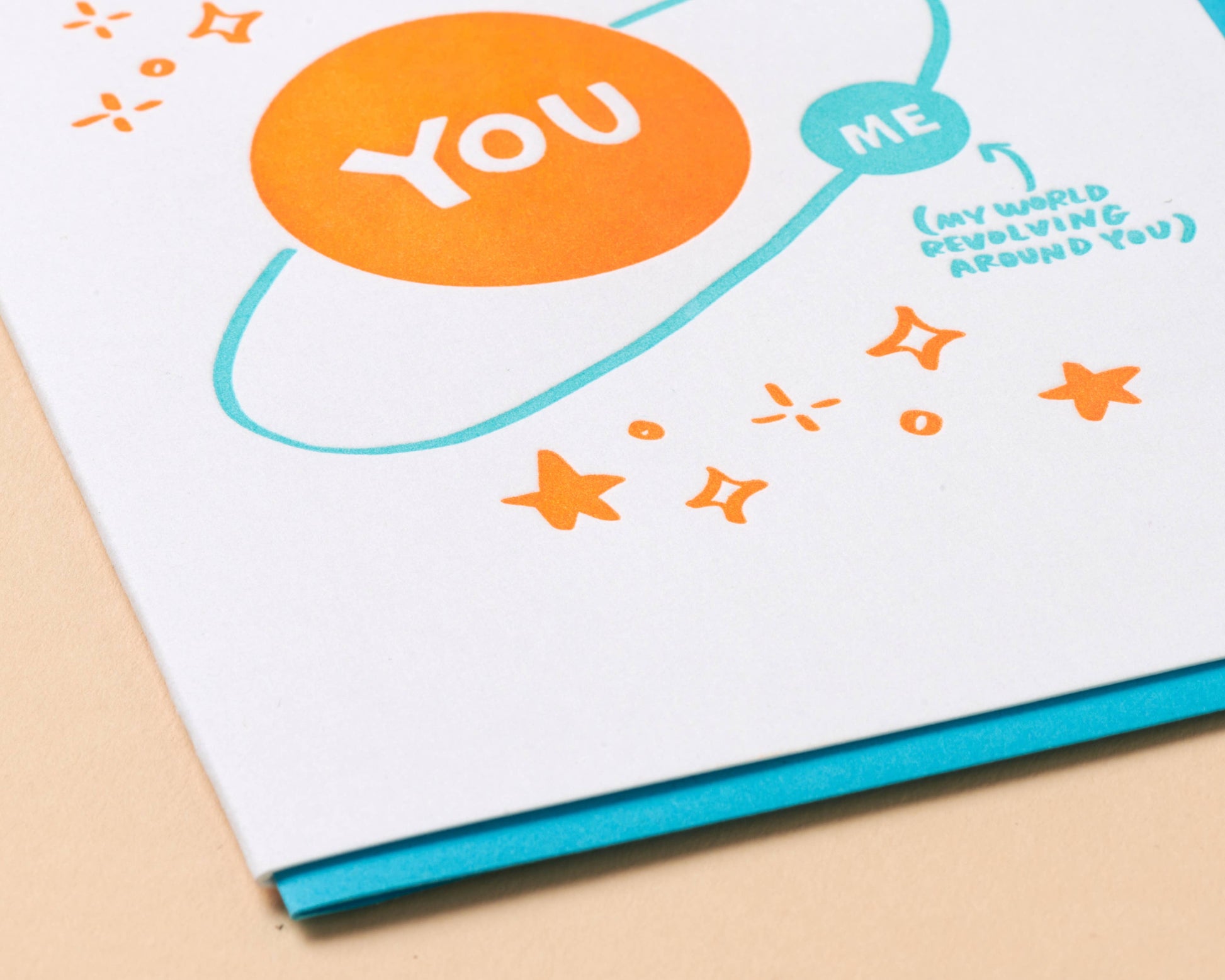 revolving around you space letterpress greeting card
