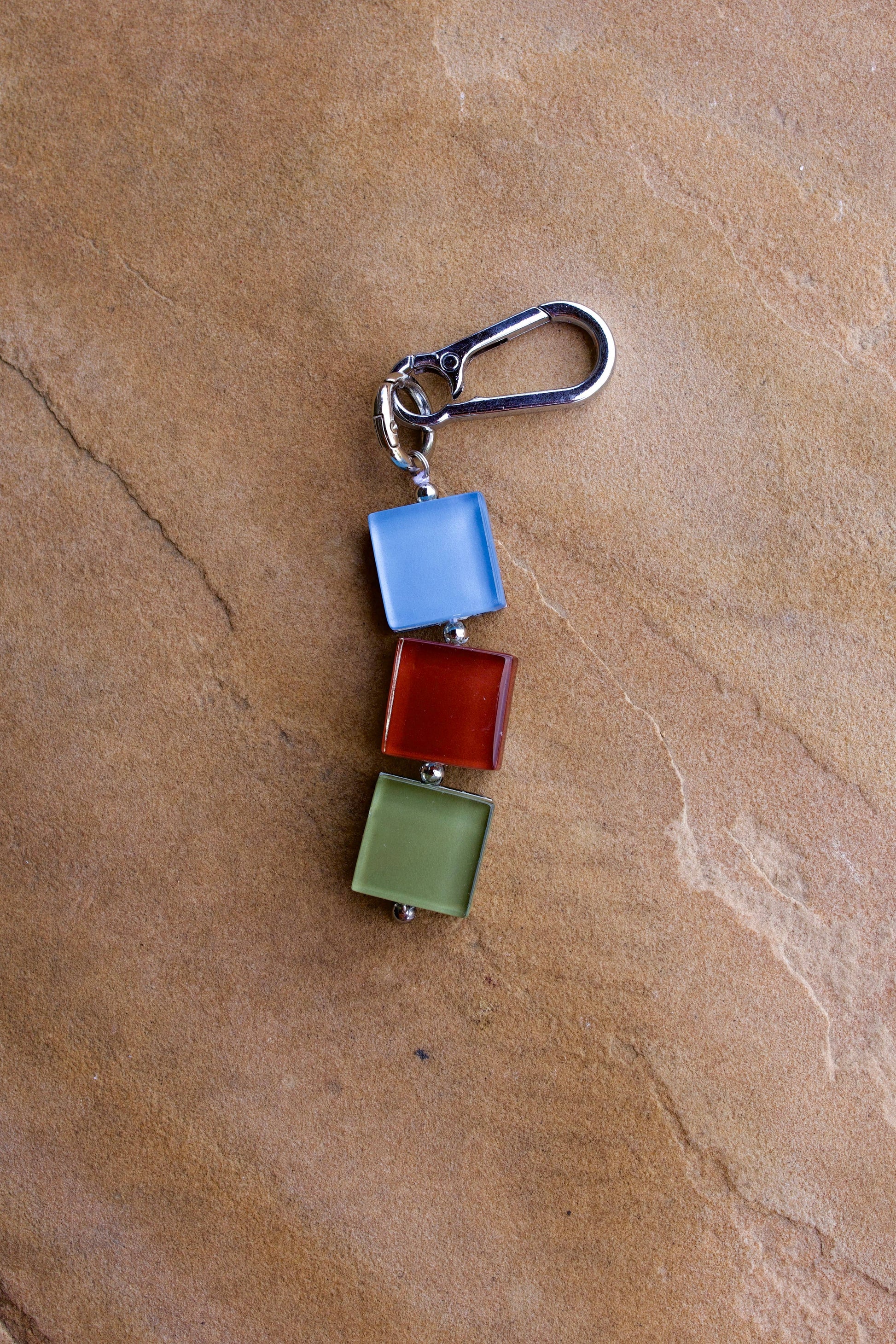 handmade glass tile bag charm / keychain