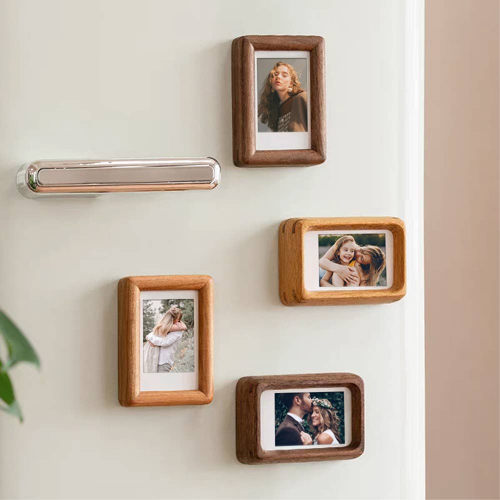 3" fridge magnet mini solid wood display frame