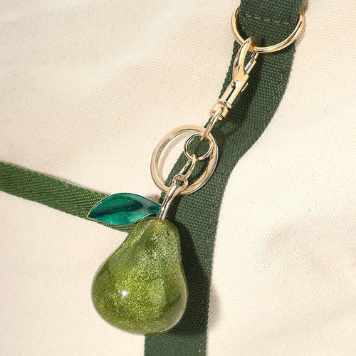glittered pear bag charm