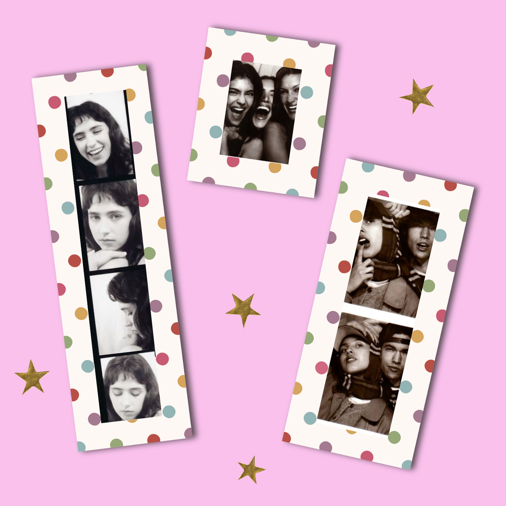magnetic photo strip frame white w. colored dots