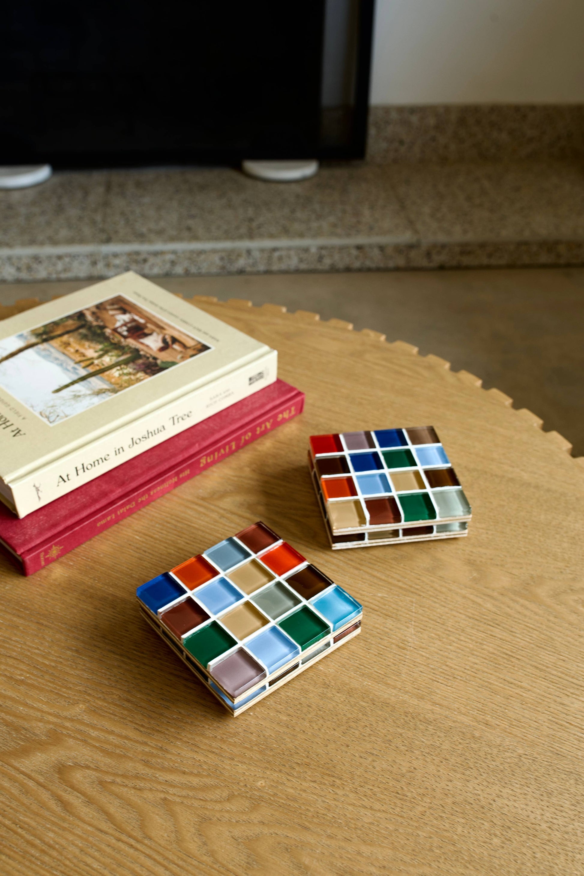 handmade glass tile coaster set - vintage (set of 4)