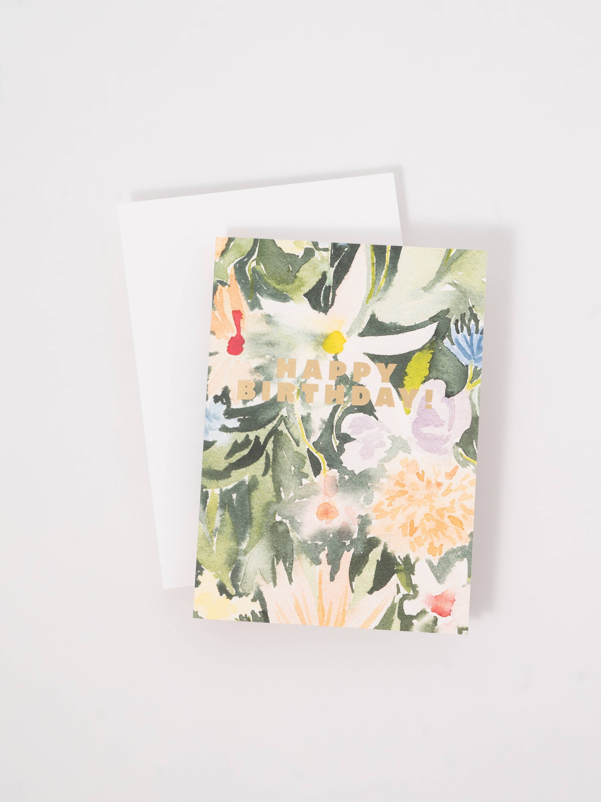 happy birthday floral foil printed card