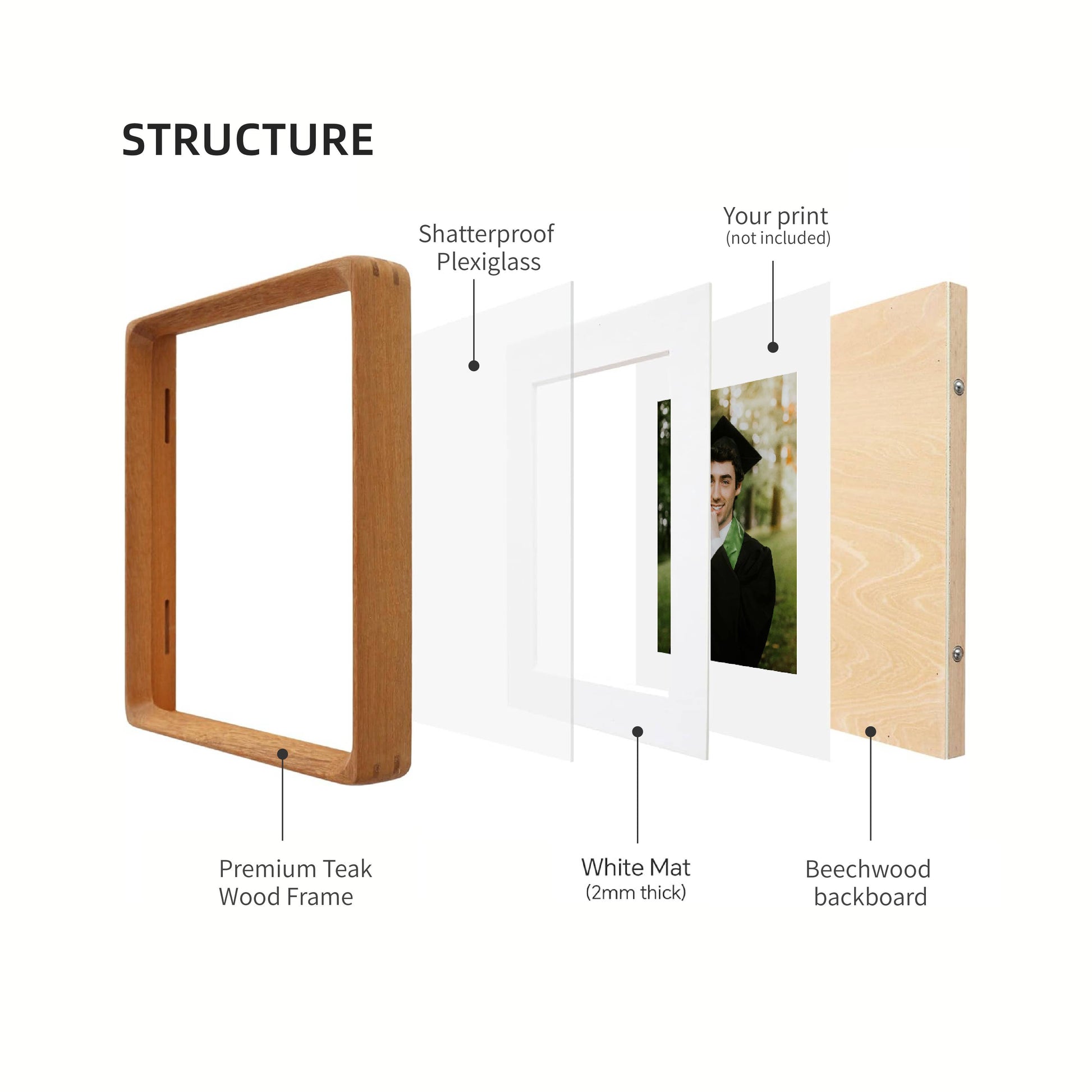 5x7" solid wood picture frame