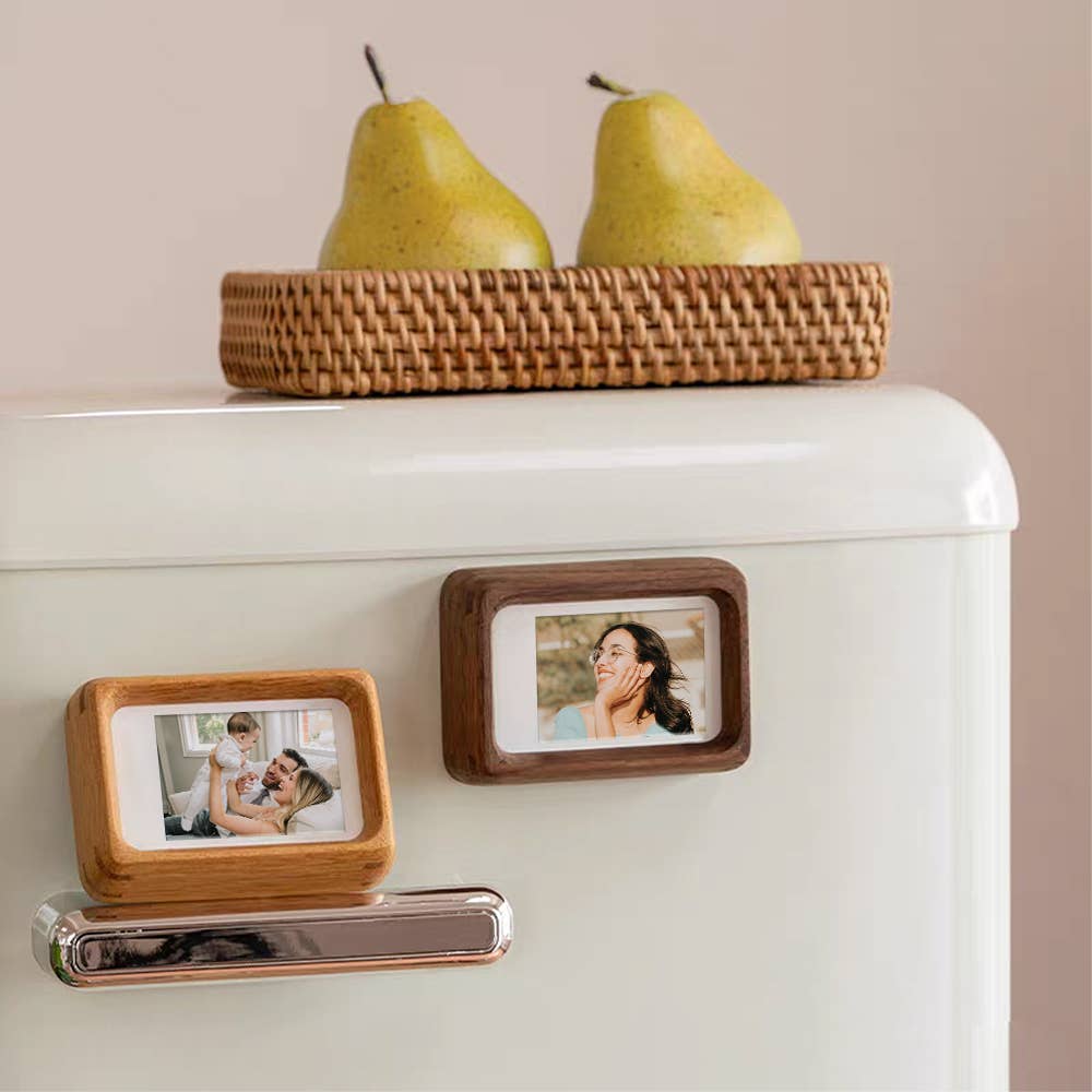 3" fridge magnet mini solid wood display frame