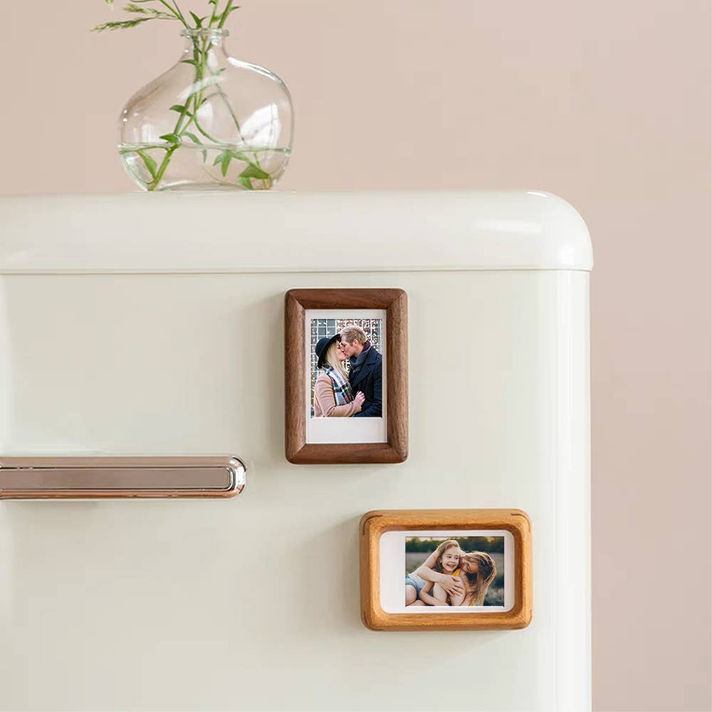 3" fridge magnet mini solid wood display frame