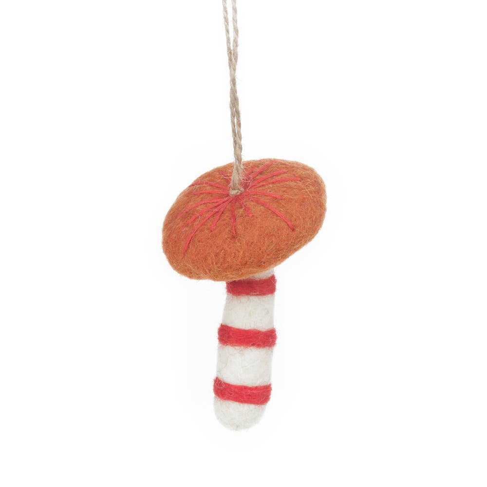 handmade felt wild foraged mushroom ornament