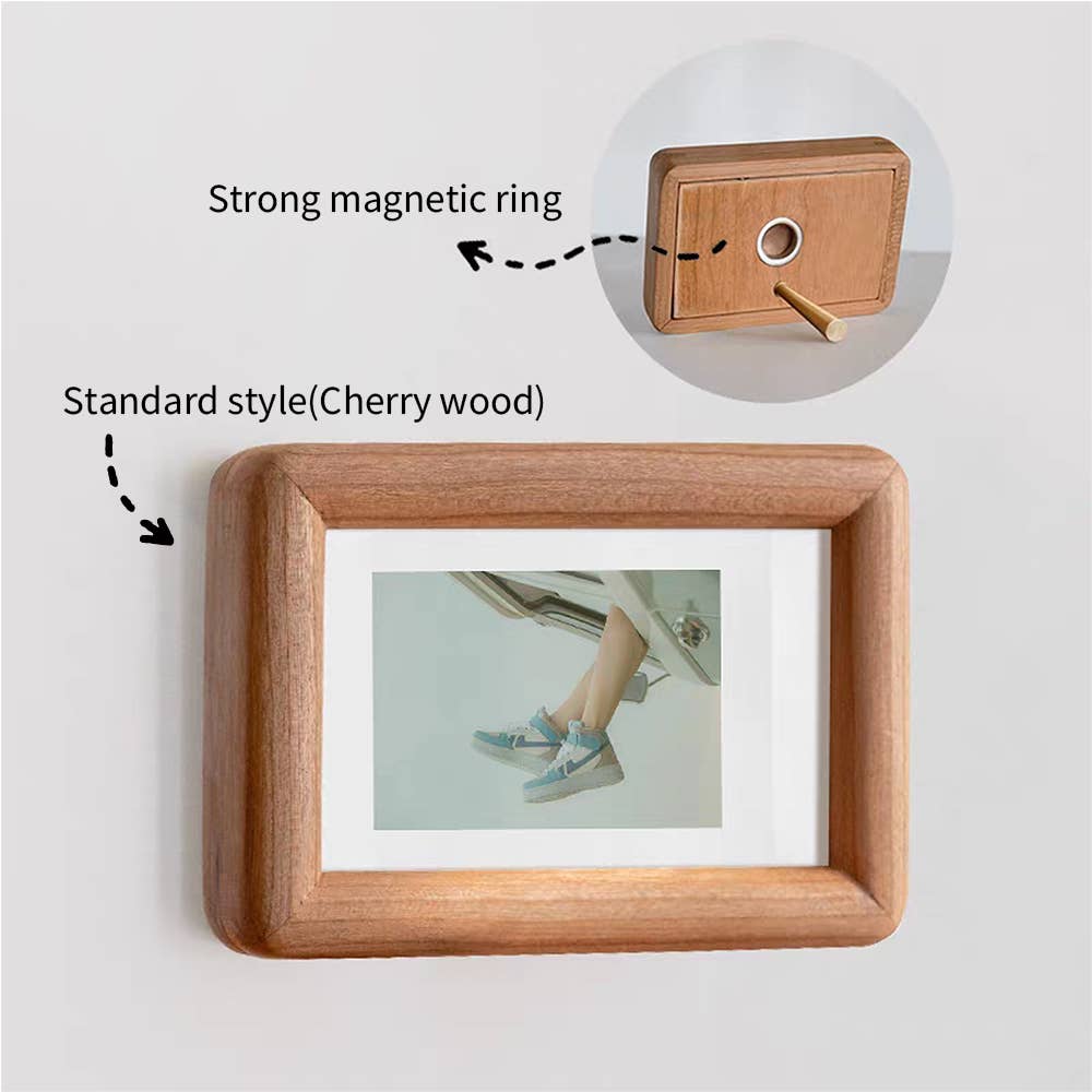 3" fridge magnet mini solid wood display frame