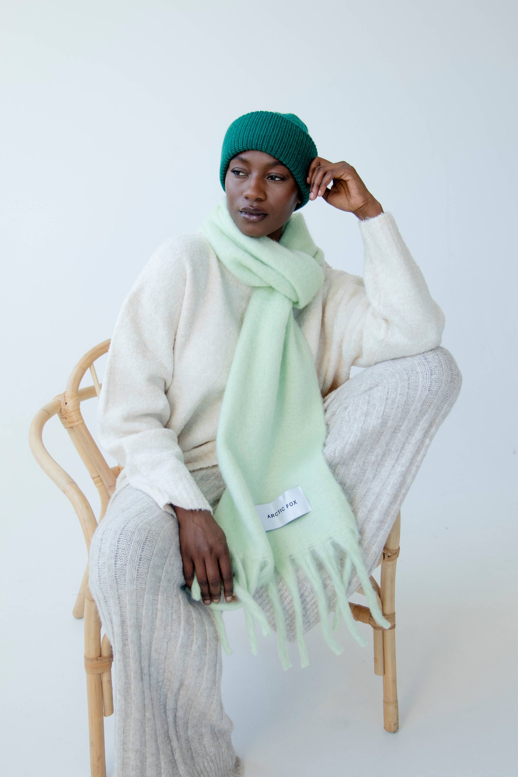 merino wool beanie - green