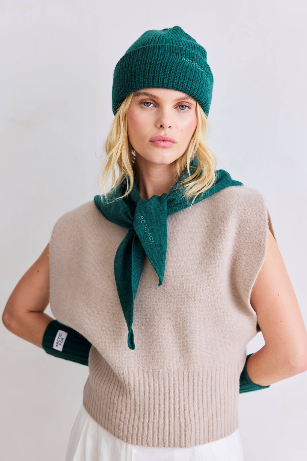 merino wool triangle scarf - alpine fern