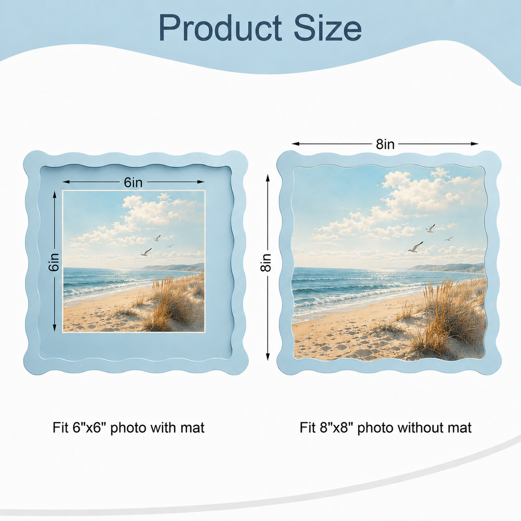 Colorful Wavy Edge MDF Wood Frame | Matte Painted Finish