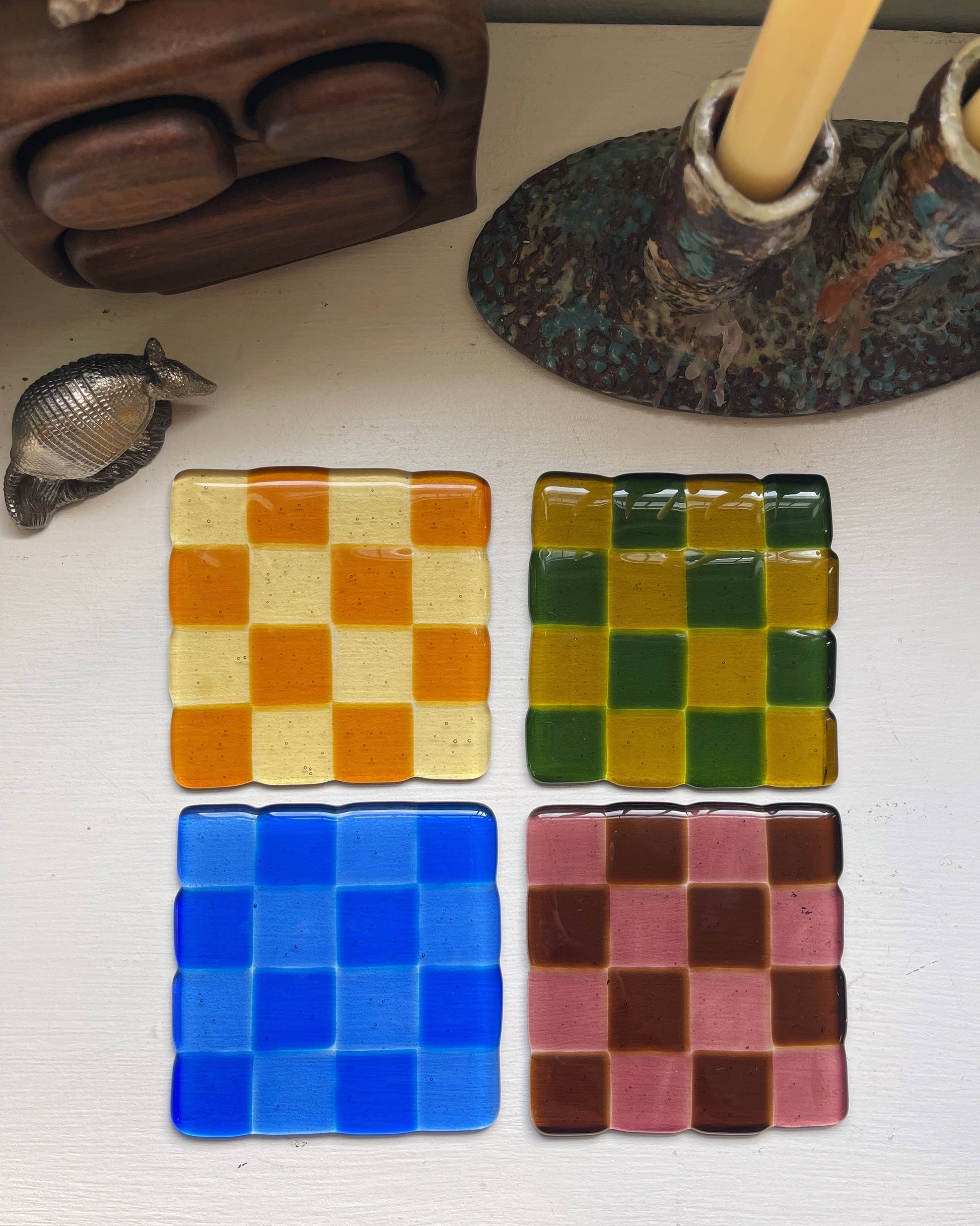 glass coaster checkerboard