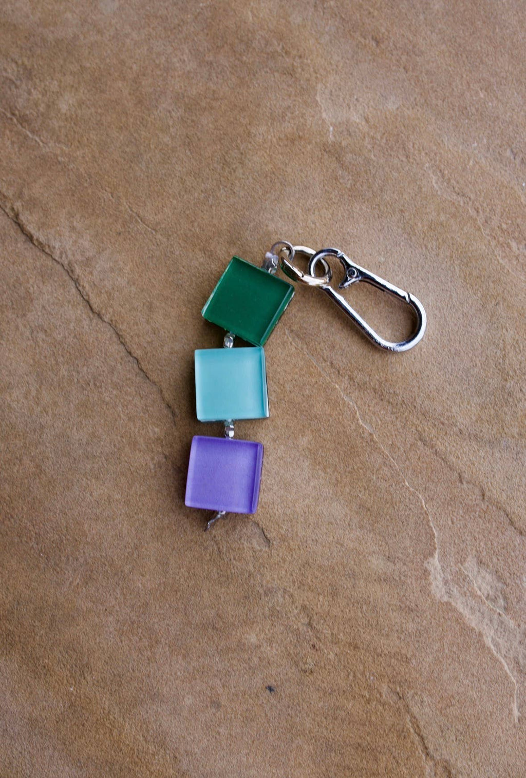 handmade glass tile bag charm / keychain