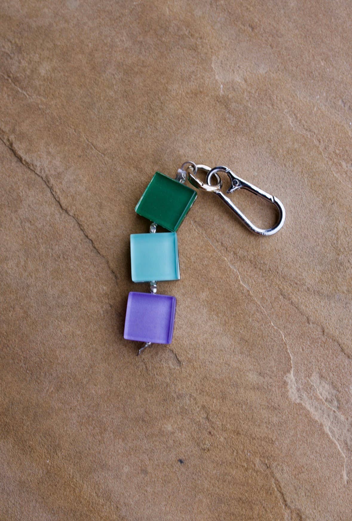 handmade glass tile bag charm / keychain