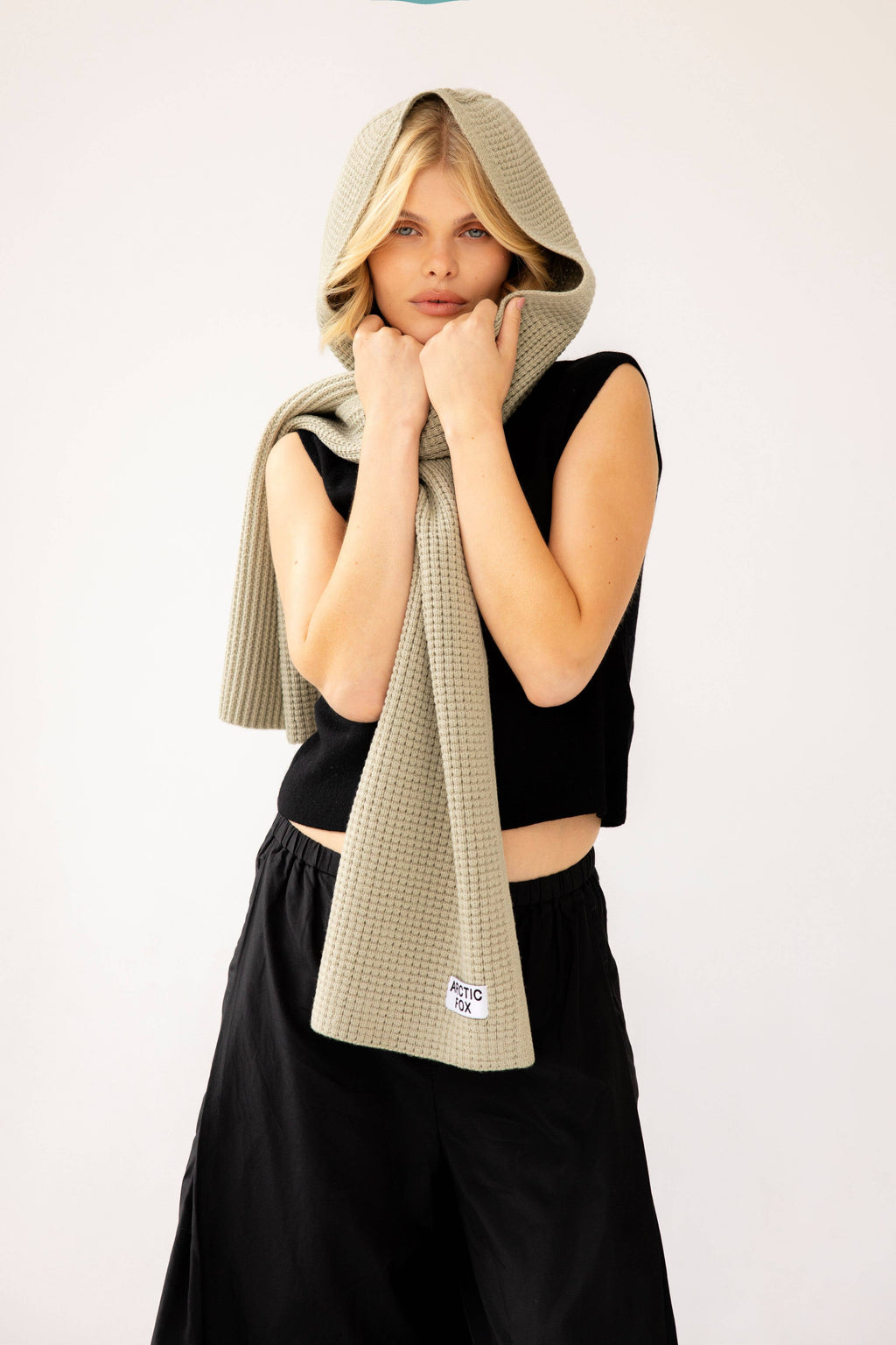 the recycled bottle hooded scarf