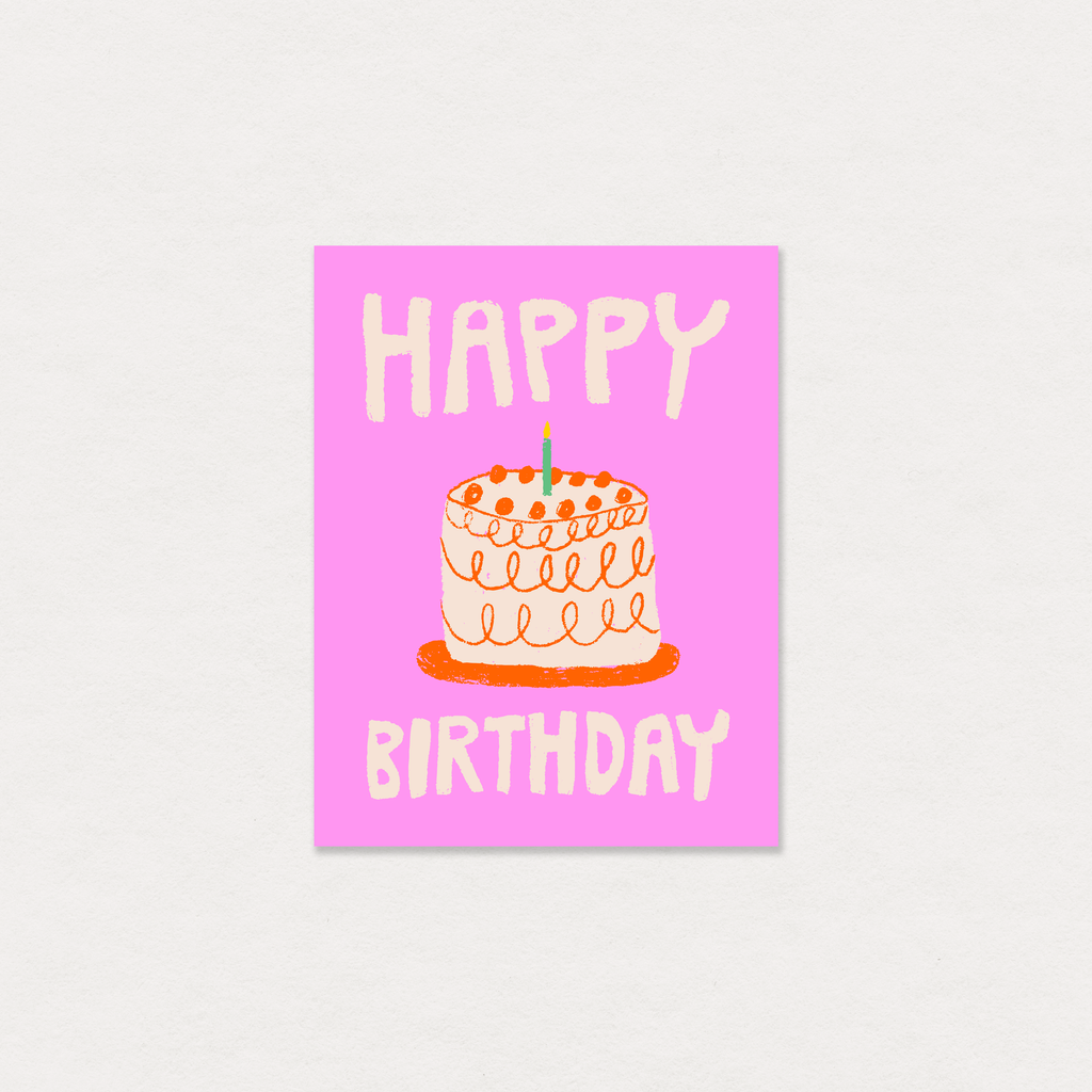 Happy birthday pink cake - greeting card