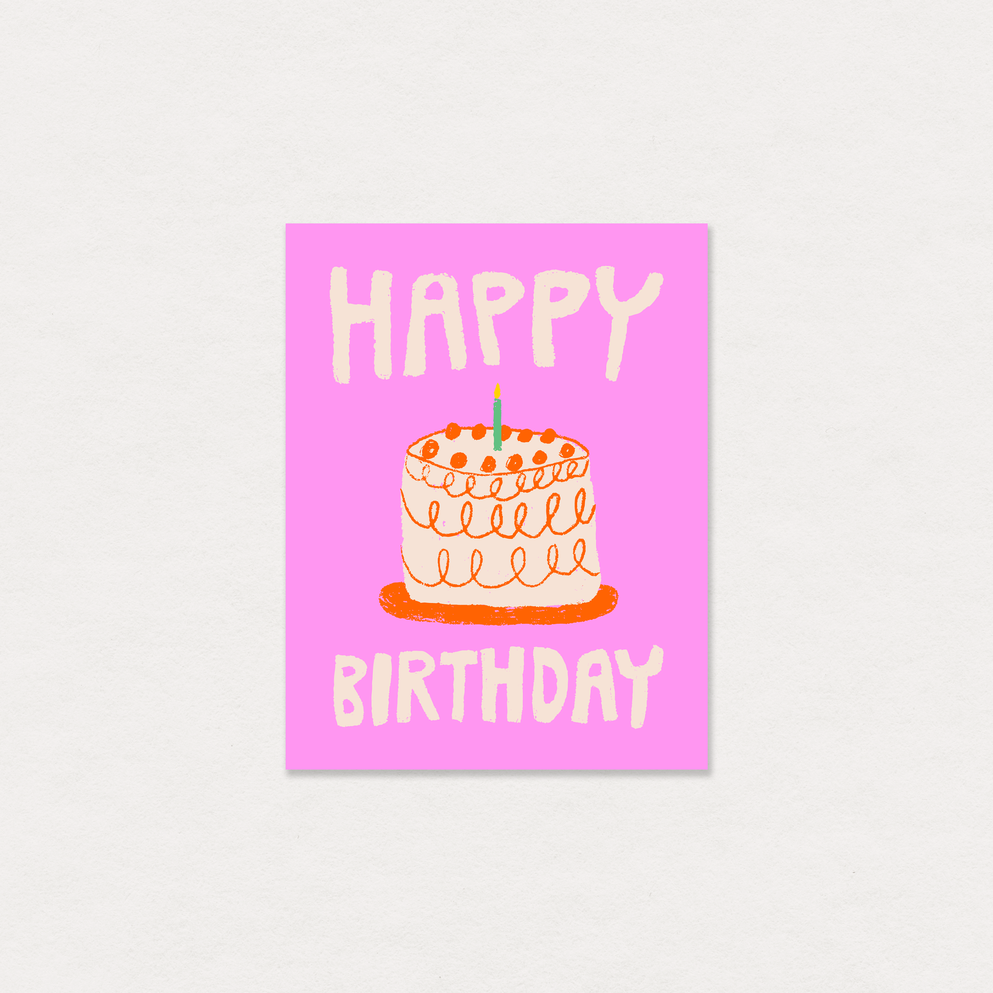 Happy birthday pink cake - greeting card