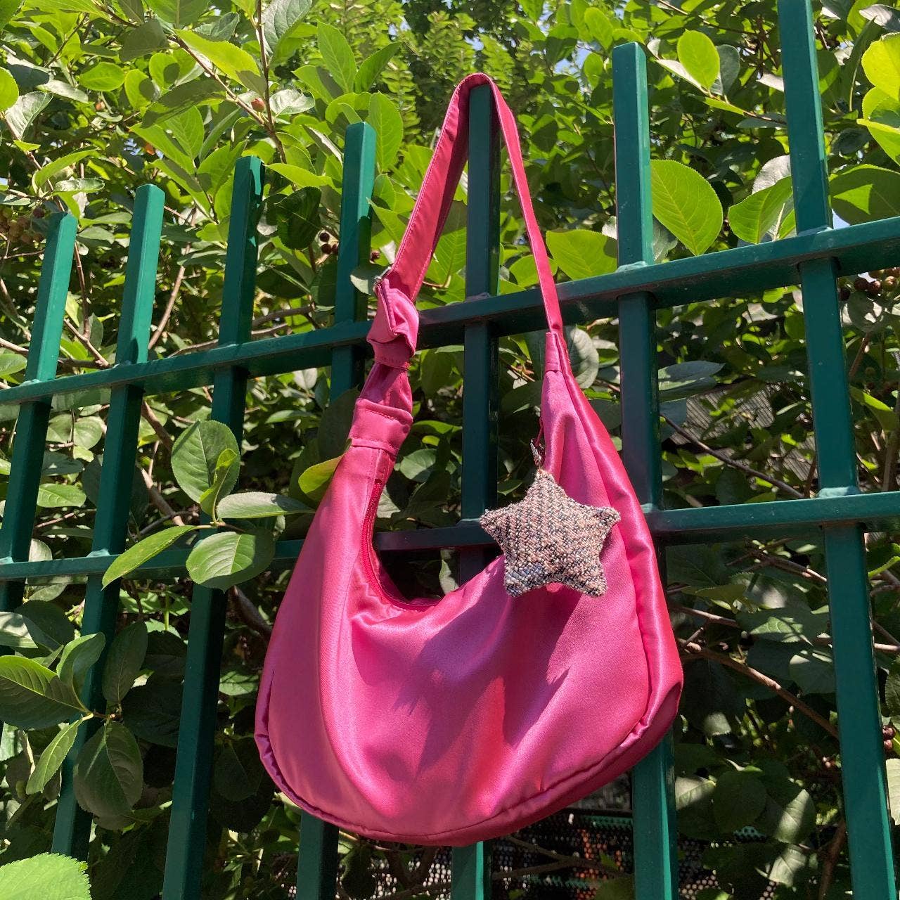 dark green star bag charm