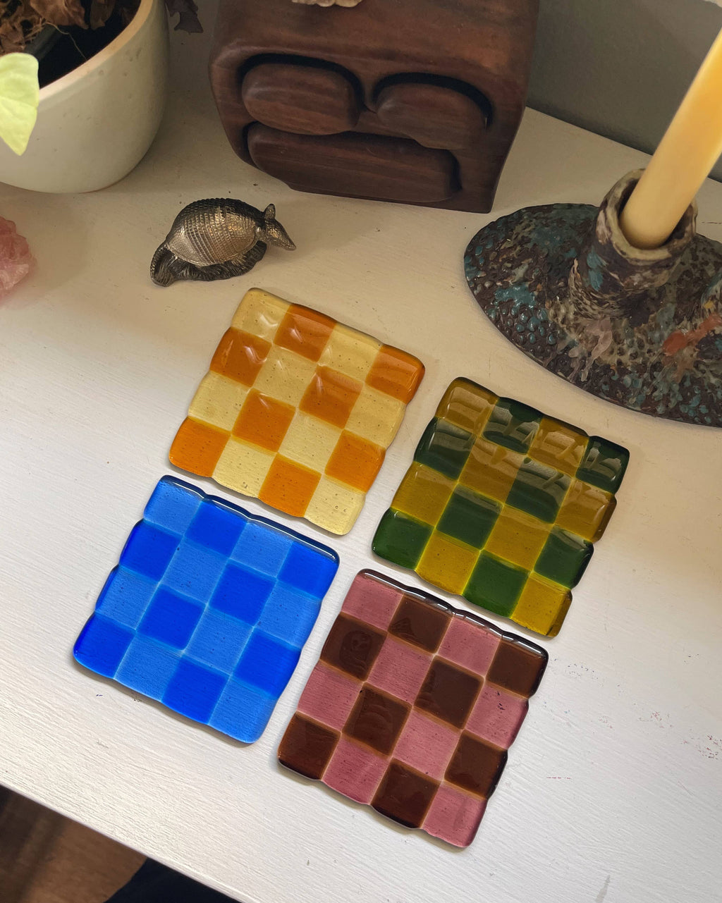 glass coaster checkerboard