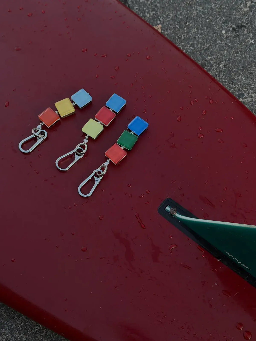 handmade glass tile bag charm / keychain