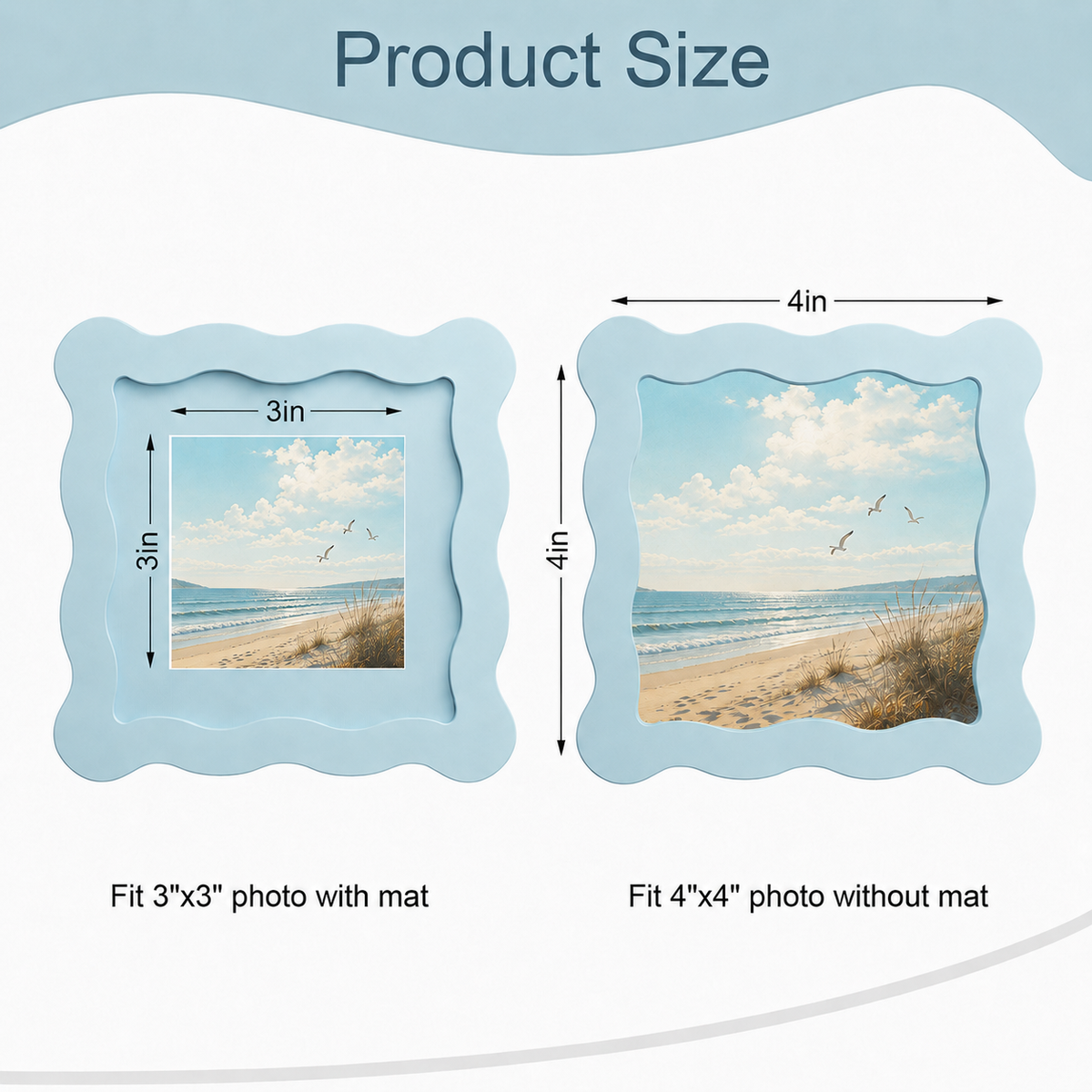 Colorful Wavy Edge MDF Wood Frame | Matte Painted Finish
