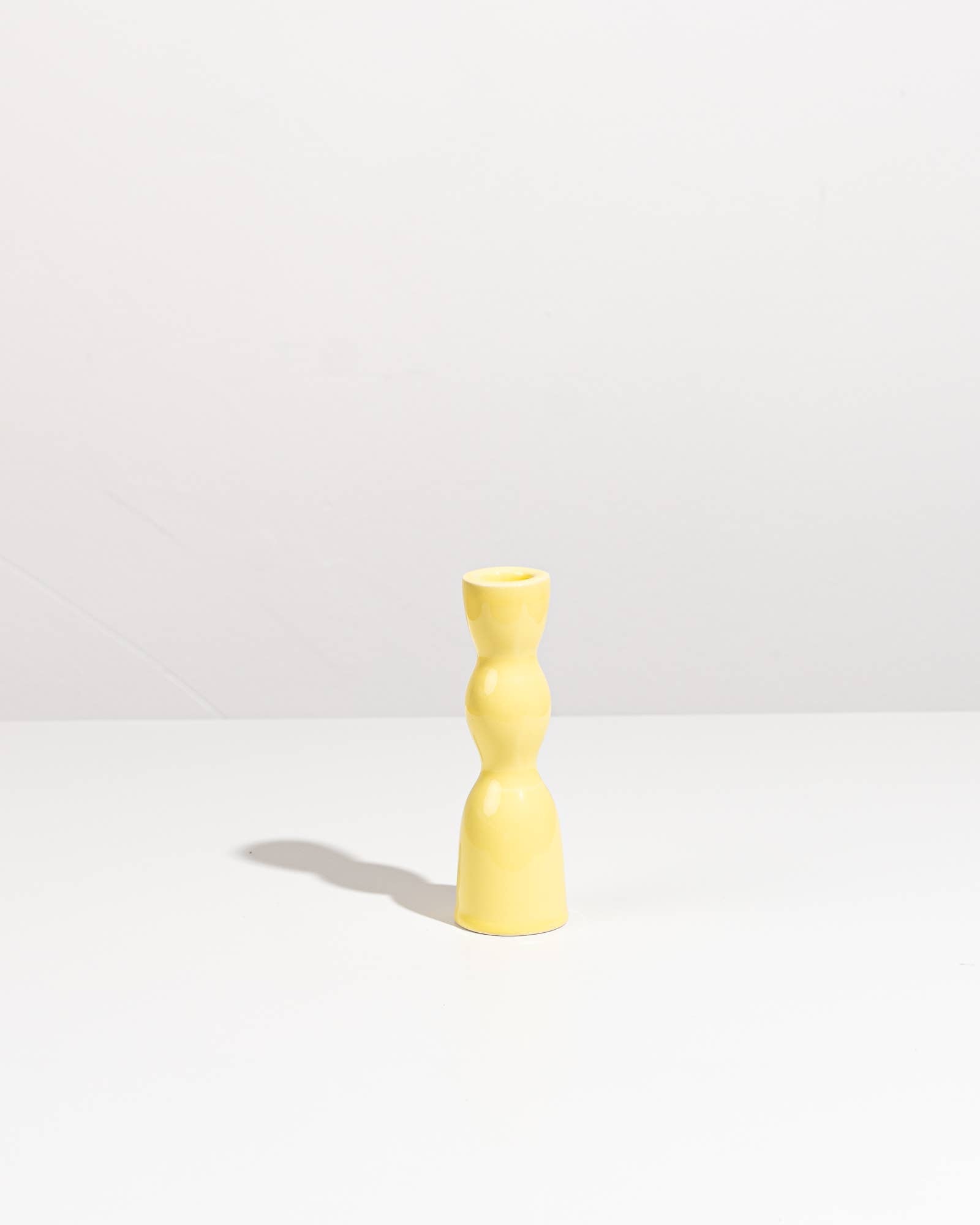 wave candleholder low - yellow