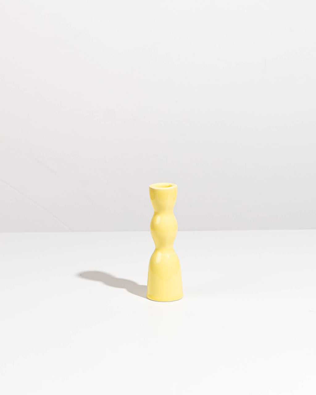 wave candleholder low - yellow