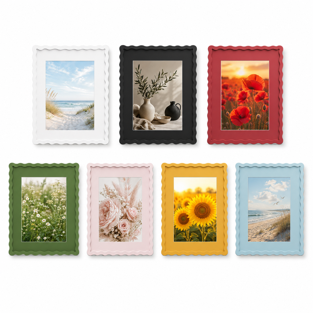 Colorful Wavy Edge MDF Wood Frame | Matte Painted Finish