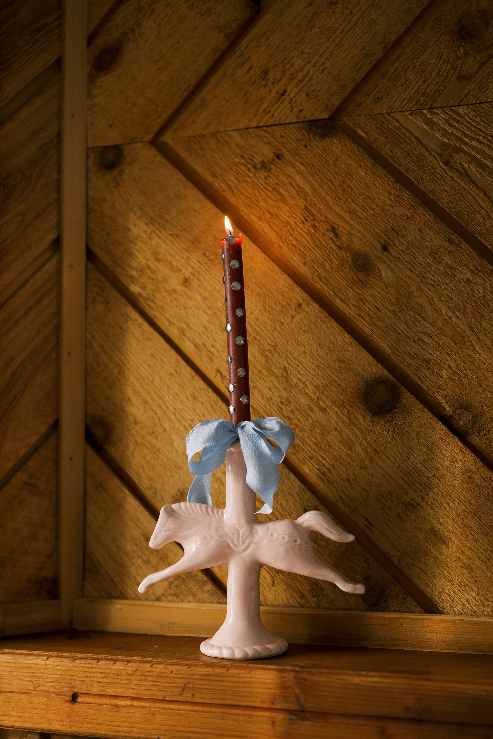 dala horse candlestick holder | ceramic candlestick