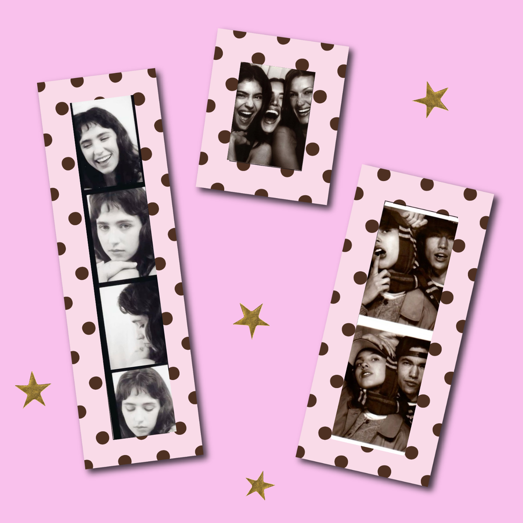 rosy teddy magnet frame - pink w. brown dot