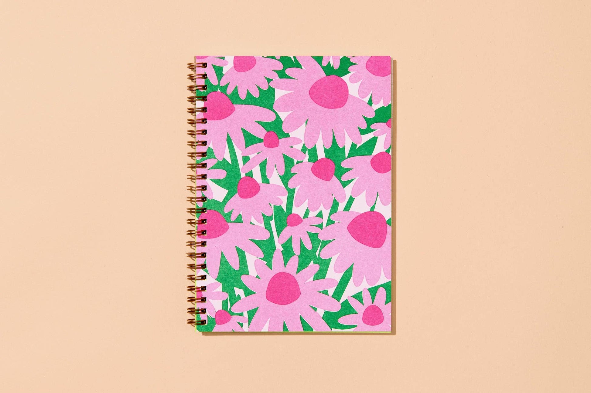 coneflower wildflower letterpress spiral A5 notebook