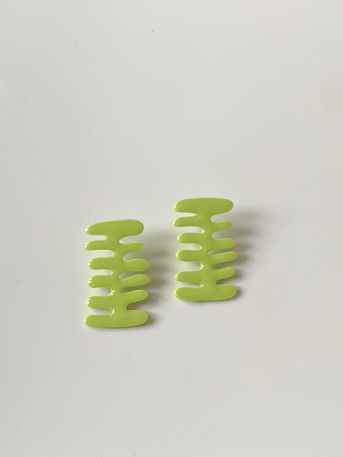 chartreuse squiggle earring