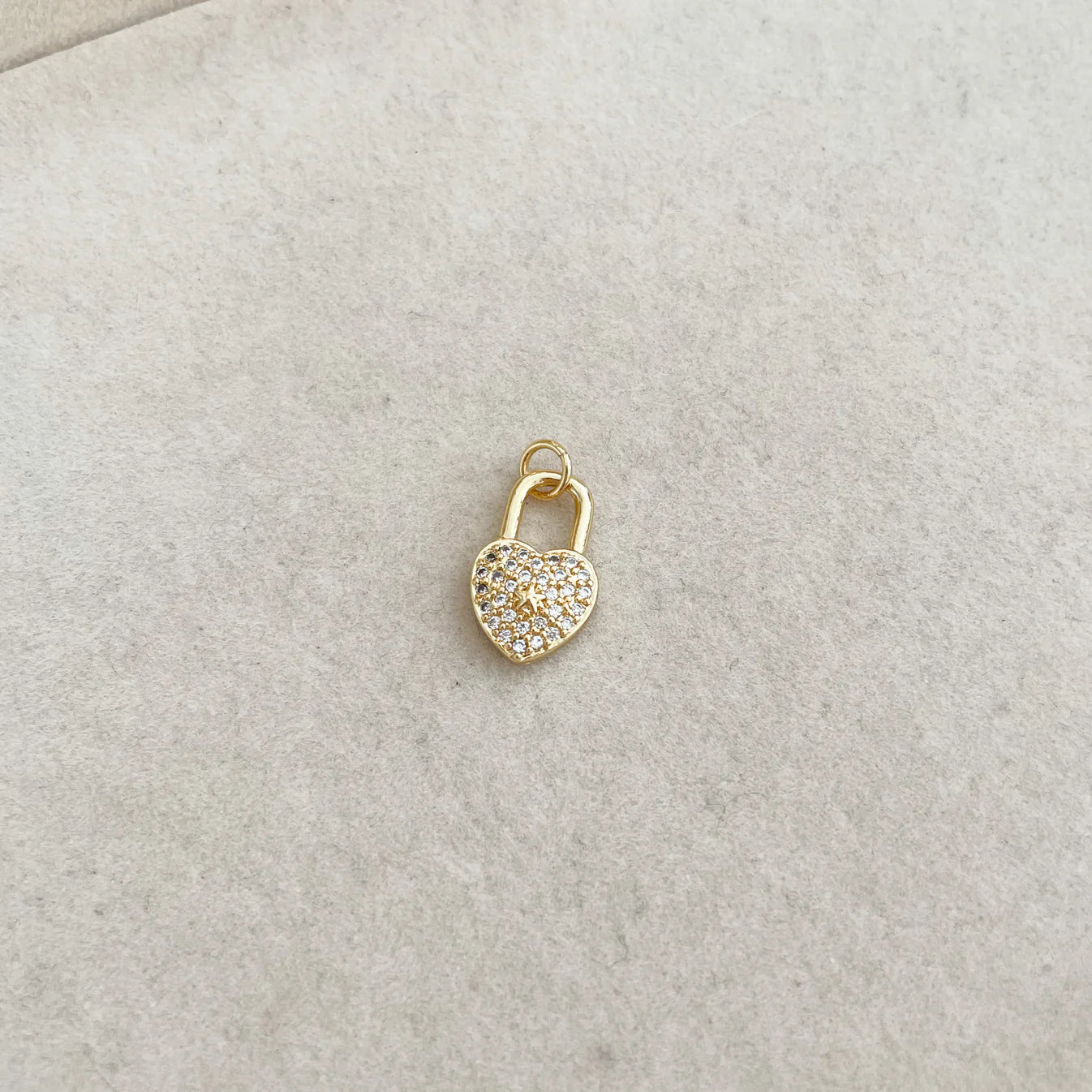 pave heart lock charm