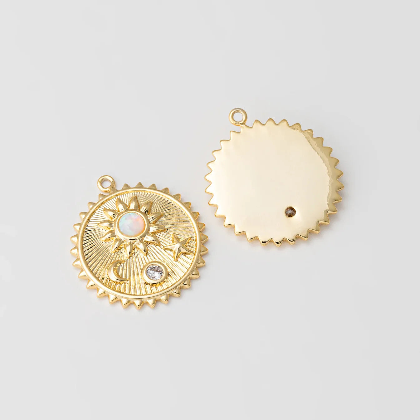 opal moon + sun charm