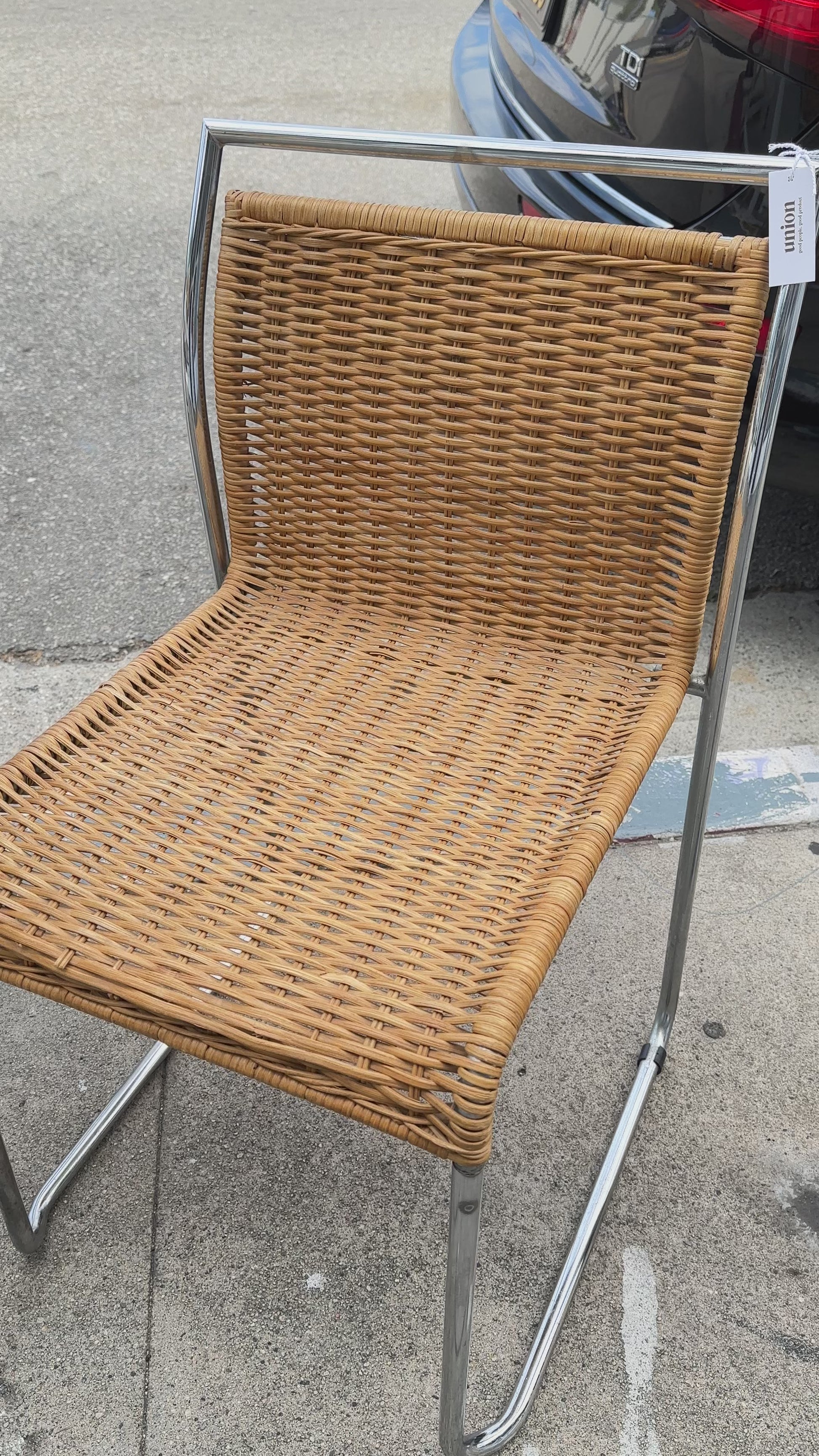 woven wicker + metal chair