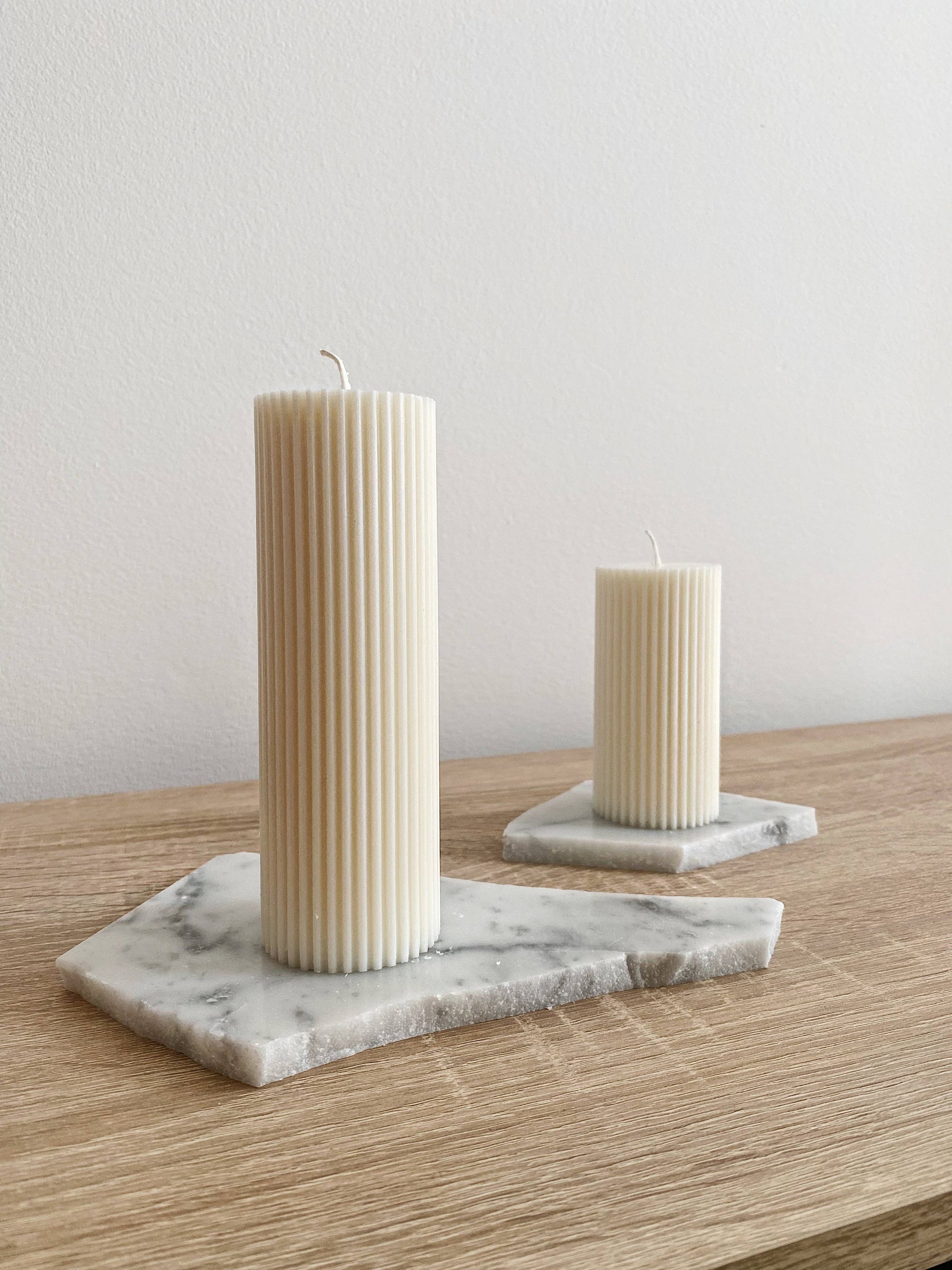 medium ribbed pillar candle